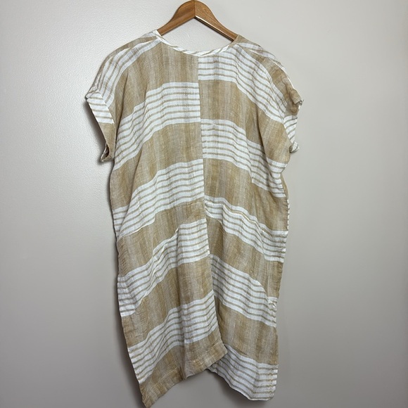 Anthropologie Akemi + Kin 100% Linen Tunic Oversized Coverup Sleeve Striped Sz M - Picture 5 of 14